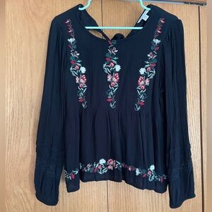 Embroidered Black Blouse